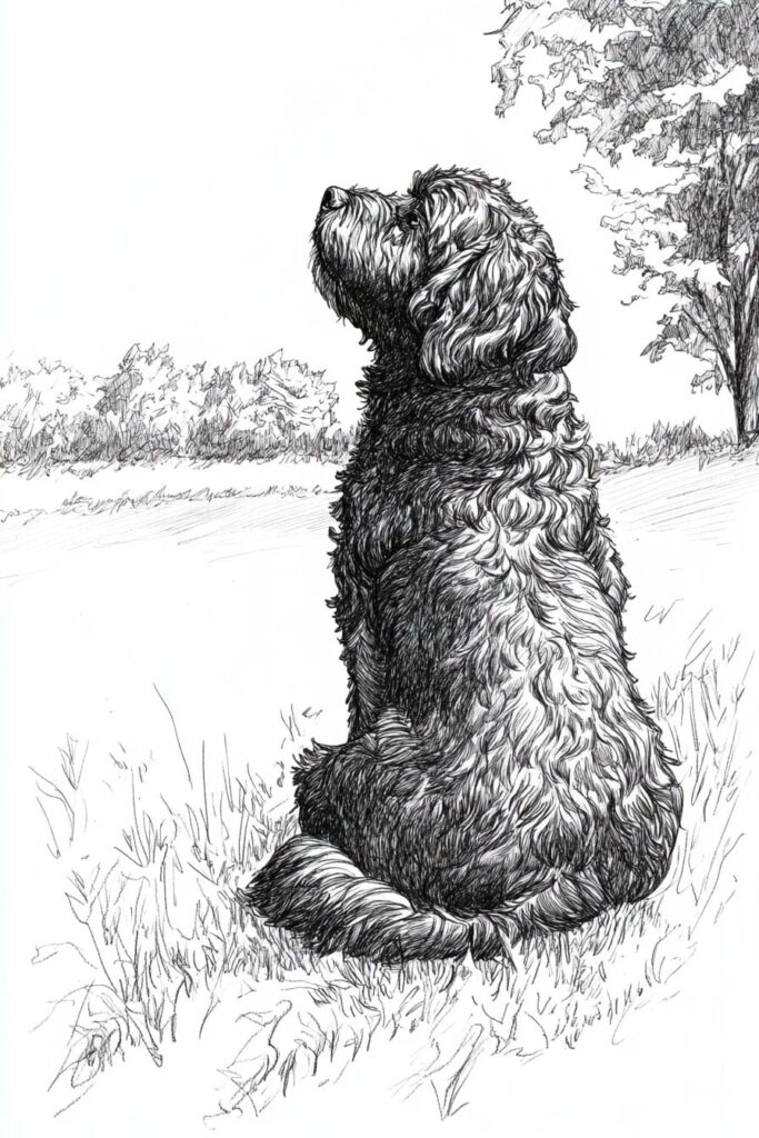 sketch of a Portuguese water dog