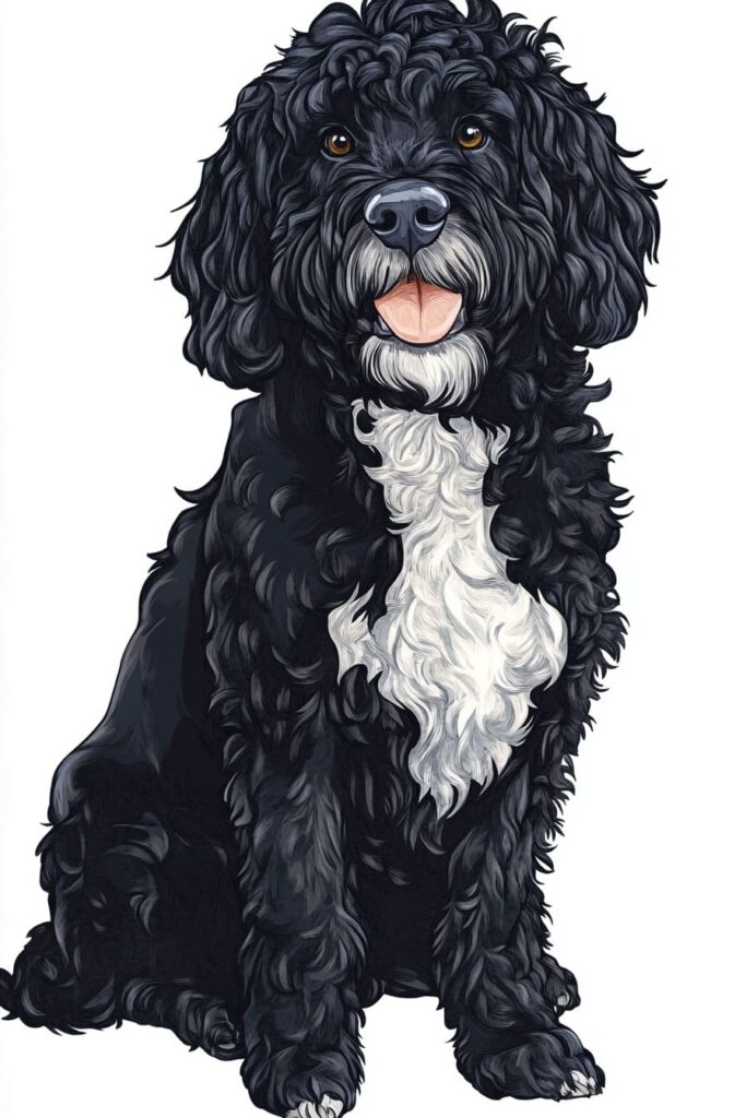 Portuguese water dog drawing