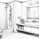 how to draw a bathroom
