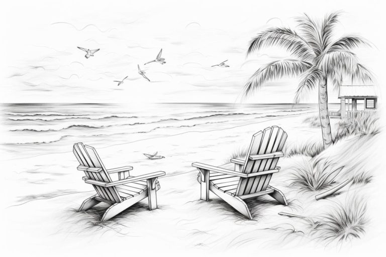 how to draw a beach scene