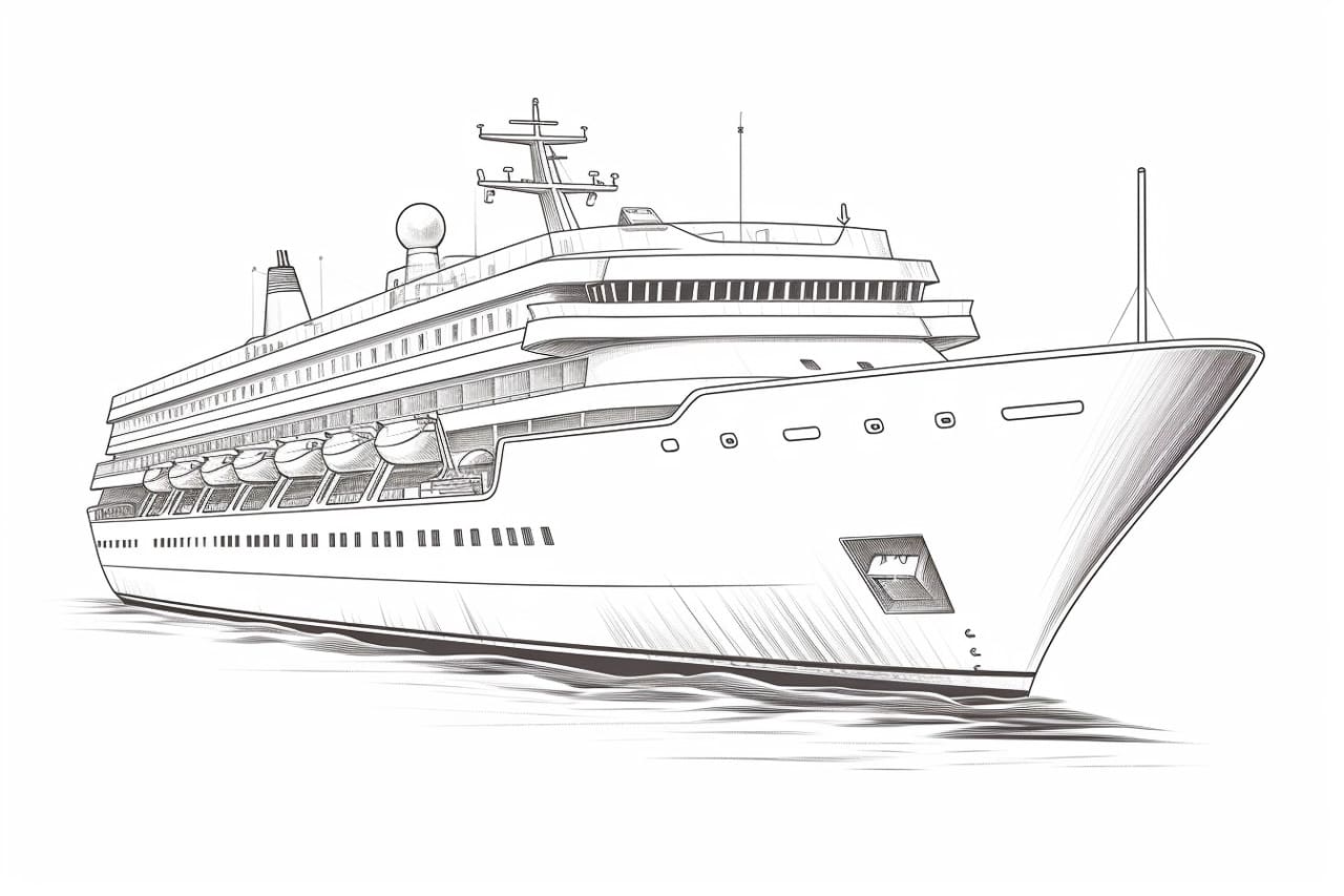 how to draw a cruise ship