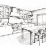 how to draw a kitchen