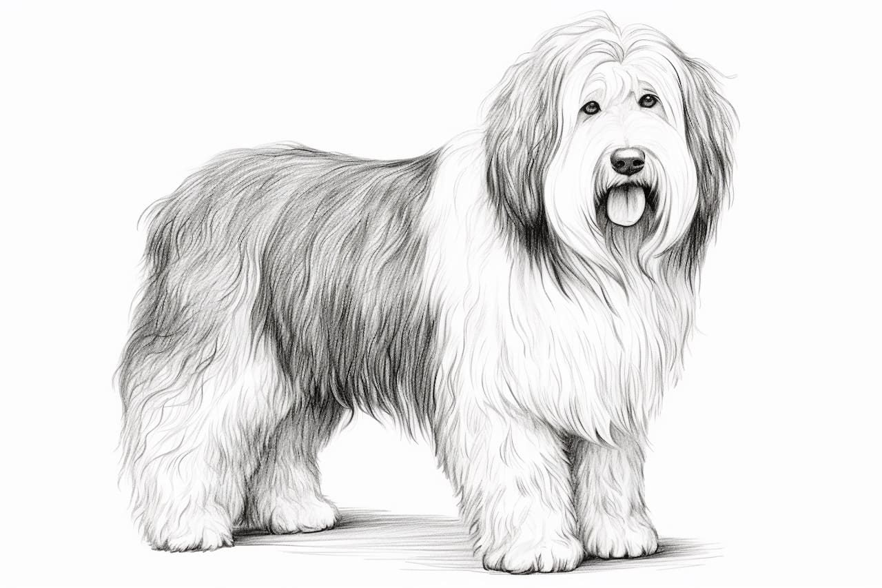 How to draw an Old English Sheepdog