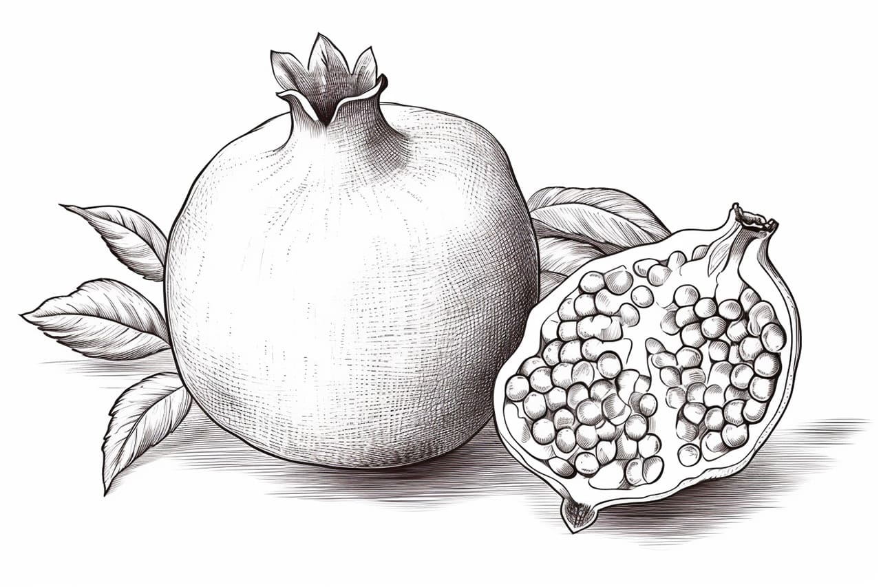 How to Draw a Pomegranate - Yonderoo