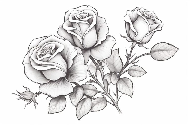How to draw a Rose Bush