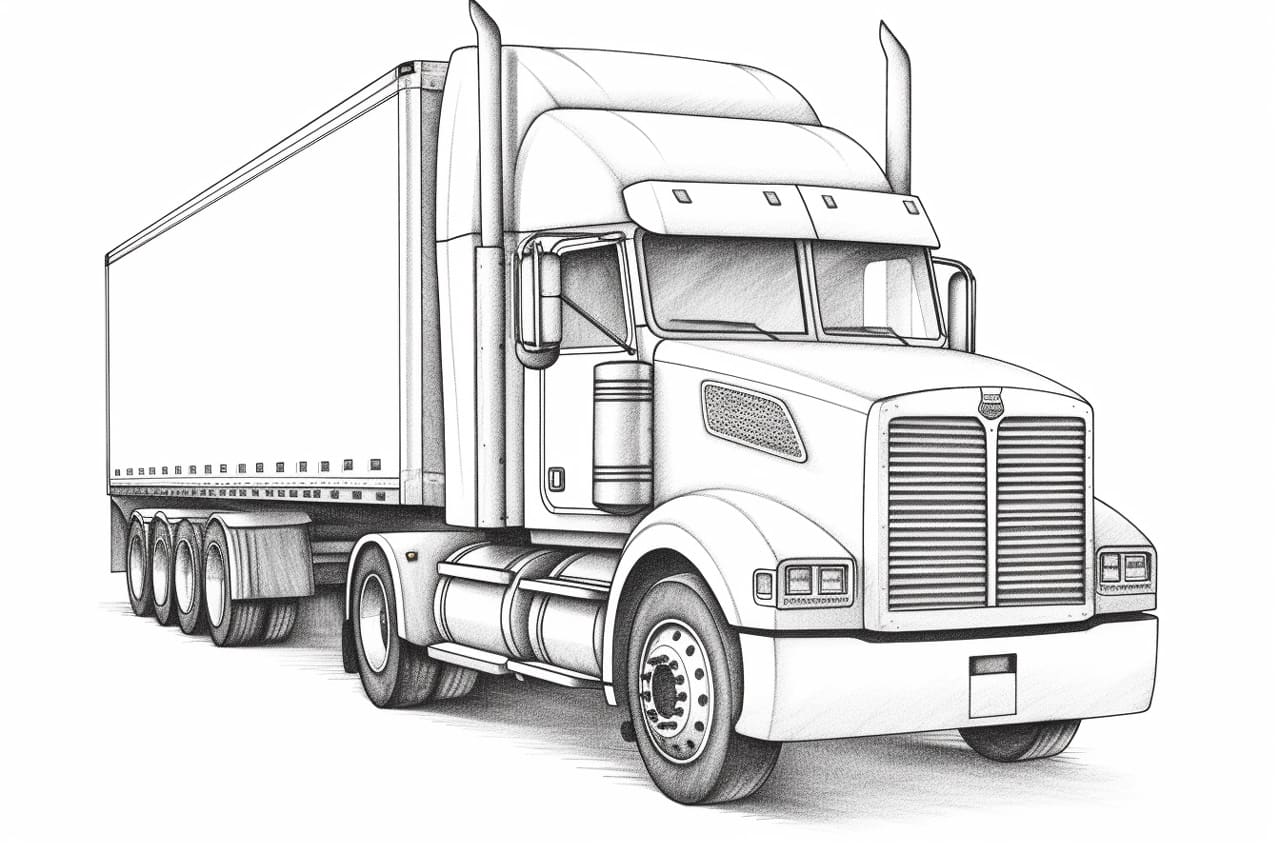 How to draw a semi truck