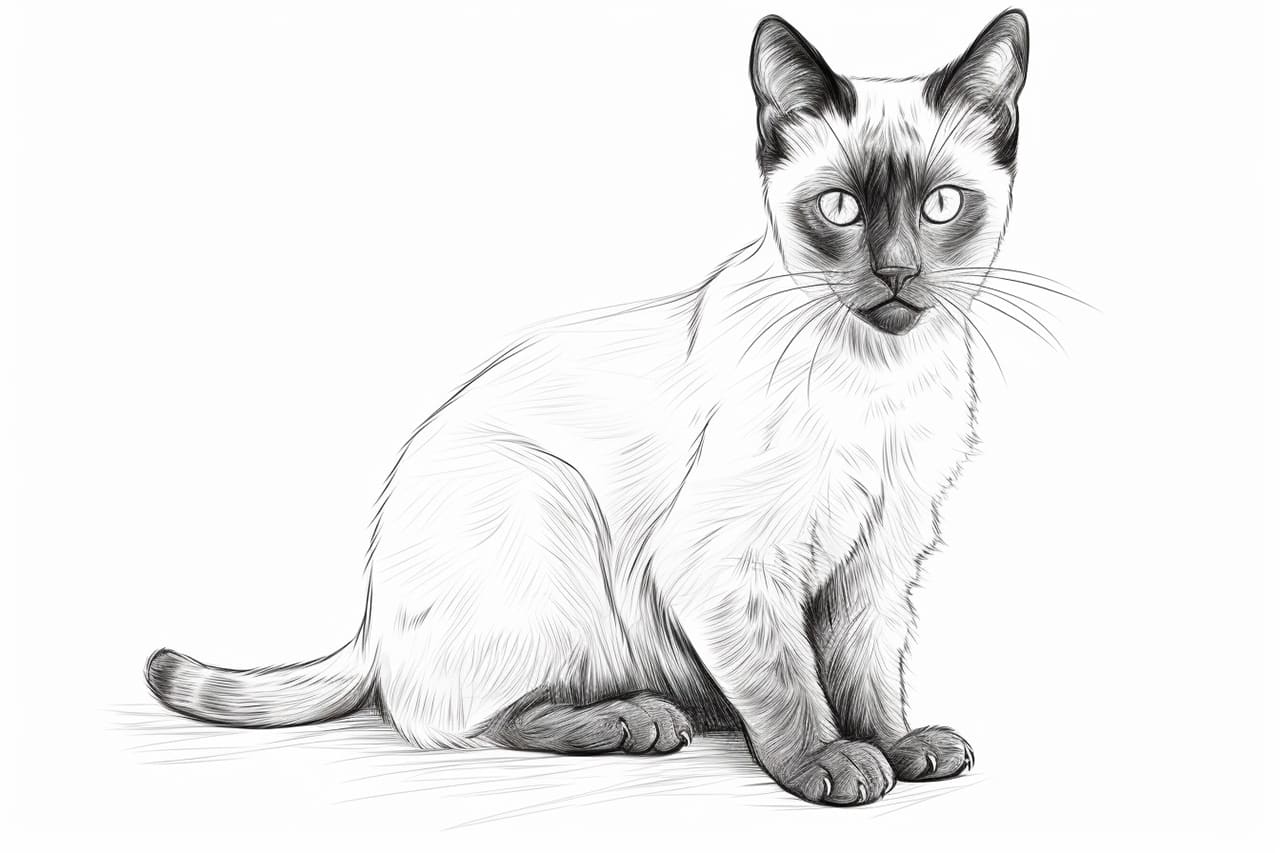How to draw a Siamese Cat