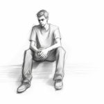 how to draw a sitting person