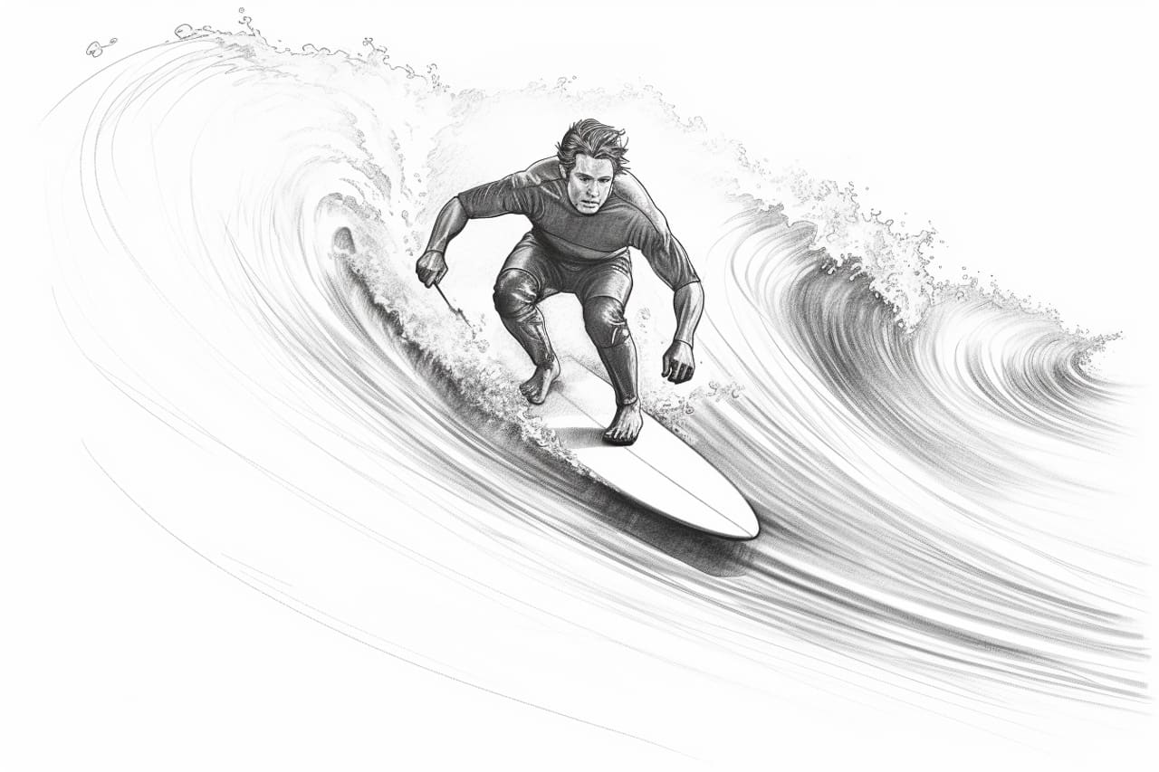 How to draw a surfer