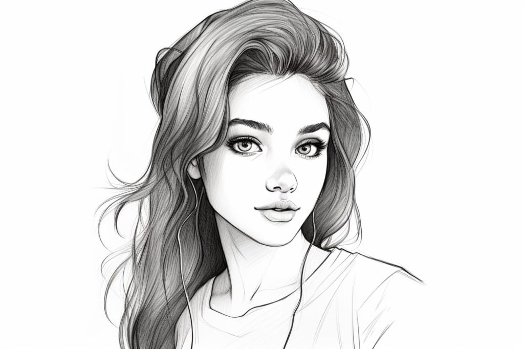 sketch of female teenager