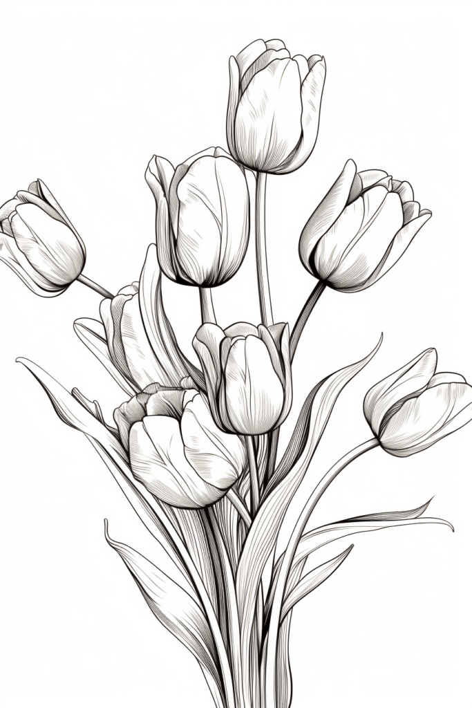 drawing of tulips