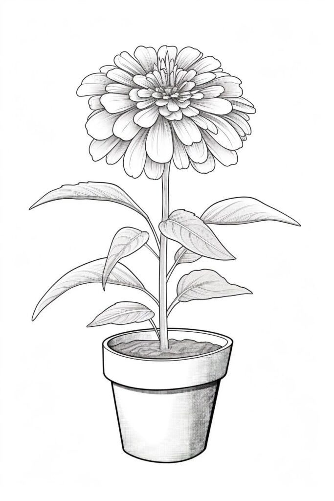 zinnia in a flower pot