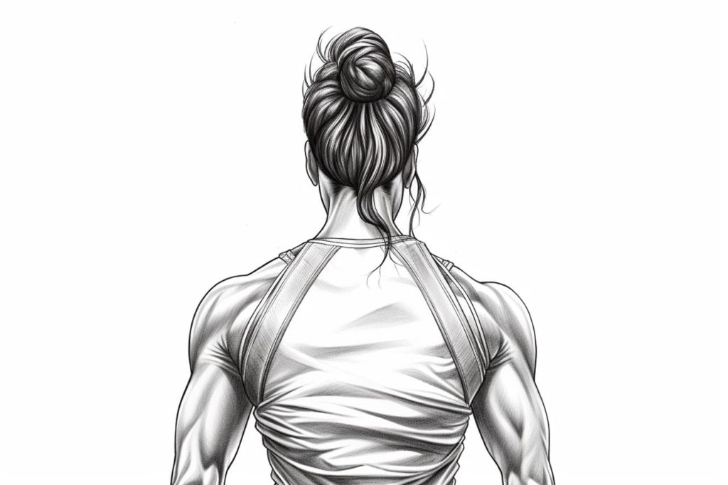 muscular female back drawing