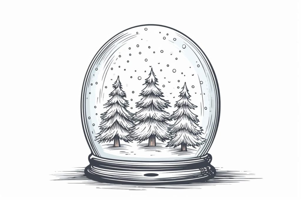 christmas snow globe sketch