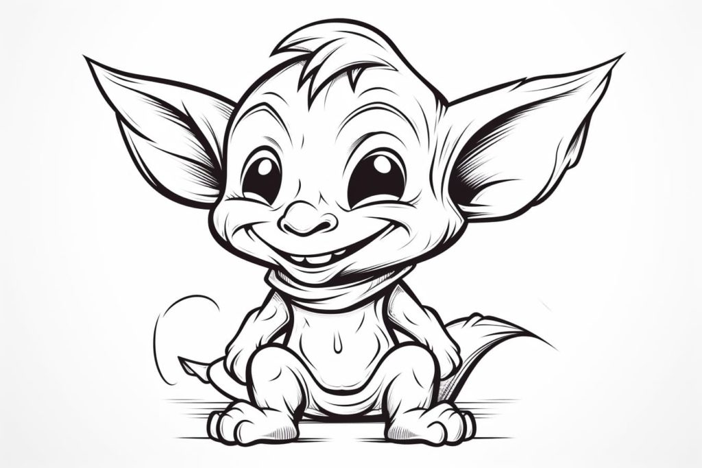 clean line drawing of a goblin