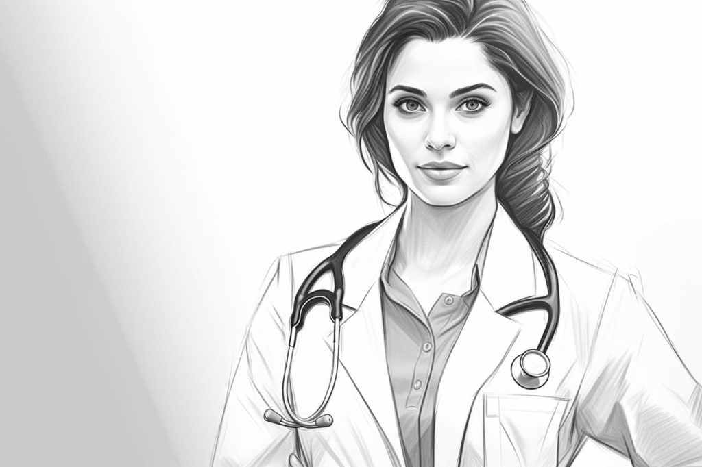 female doctor drawing