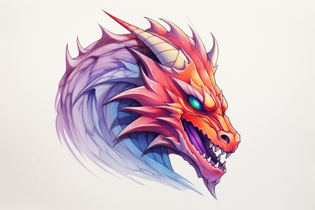 color sketch of dragon head