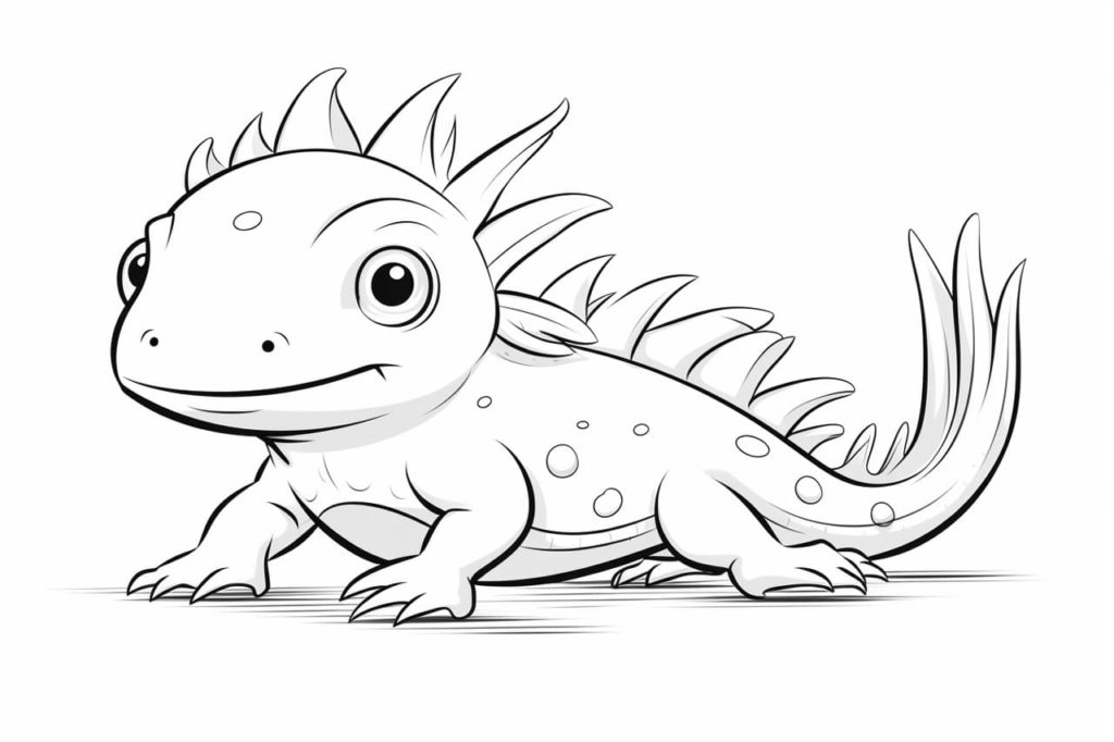 how to draw an axolotl in cartoon style