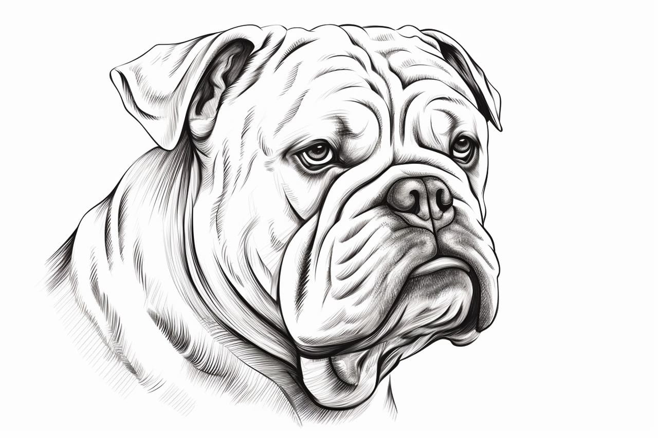 how to draw a bulldog face