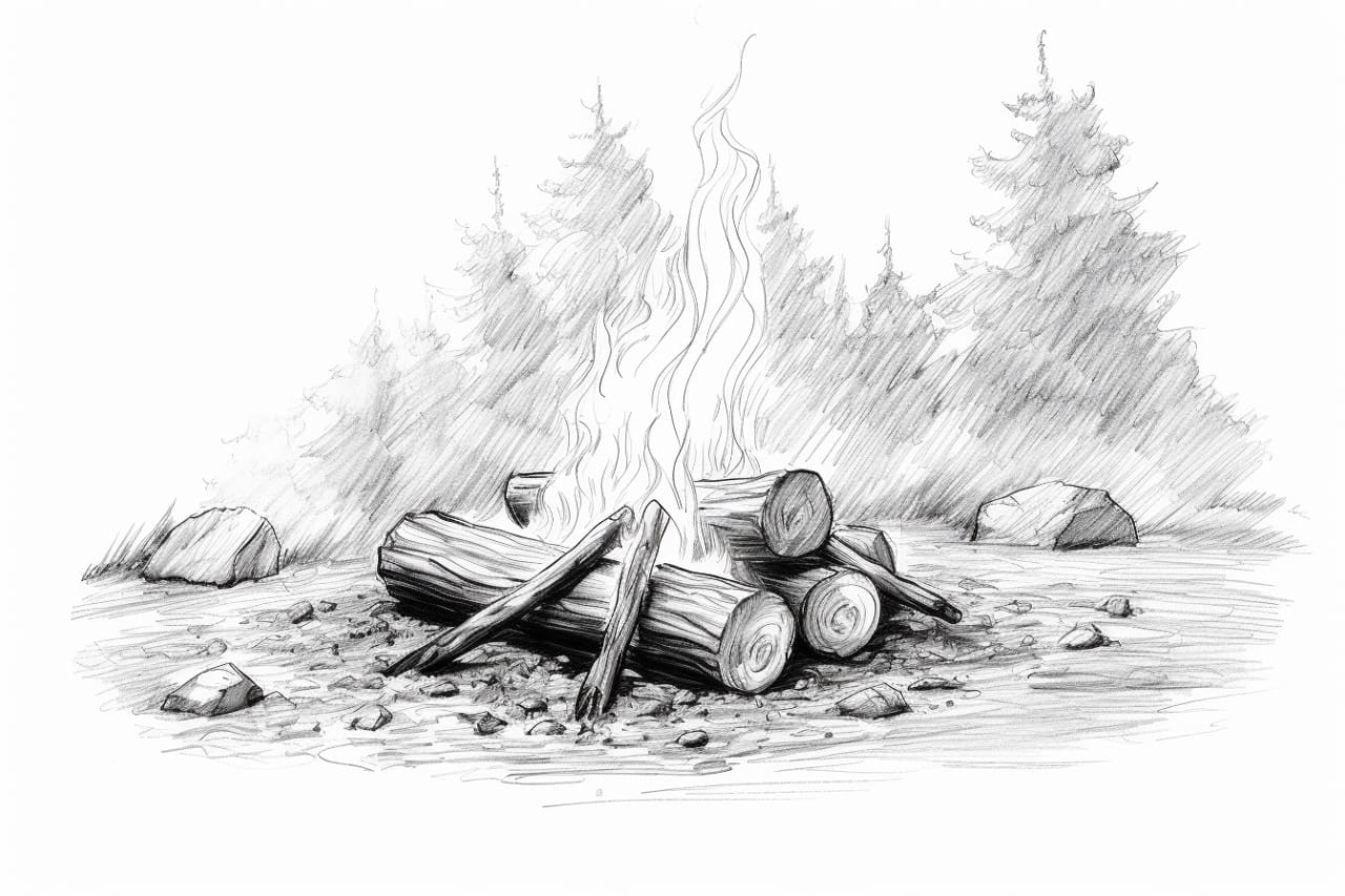 how to draw a campfire
