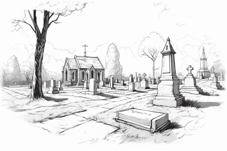 how to draw a cemetery