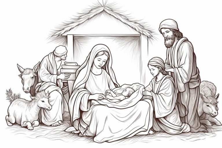 How to draw a Christmas Nativity Scene
