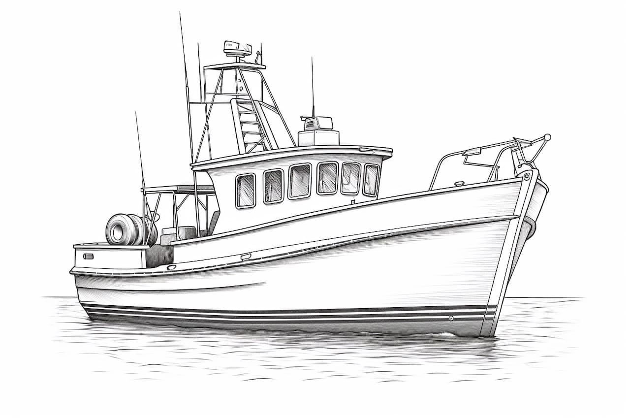 How to Draw a Fishing Boat