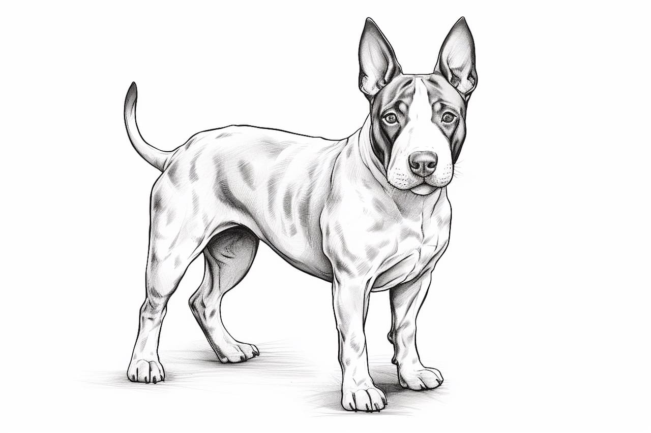 How to Draw a Miniature Bull Terrier - Yonderoo