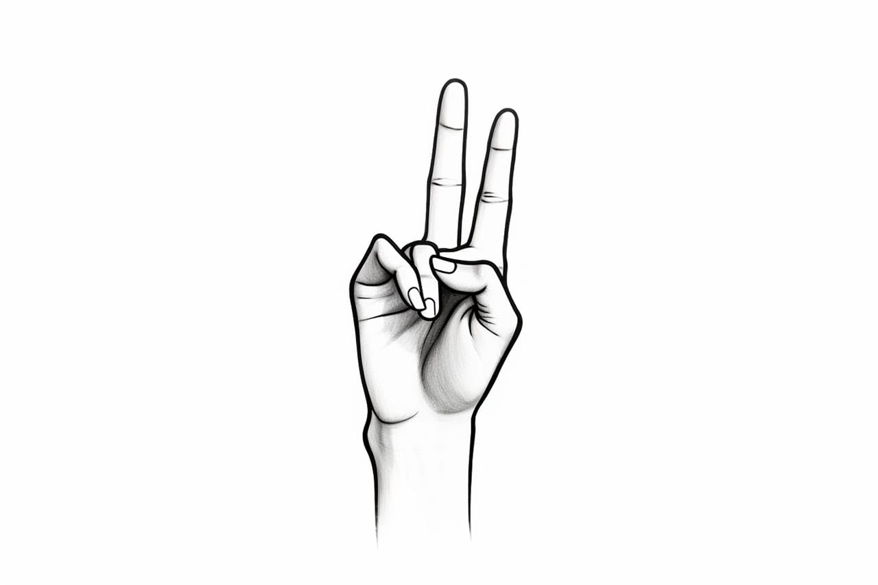 How to draw a peace sign hand