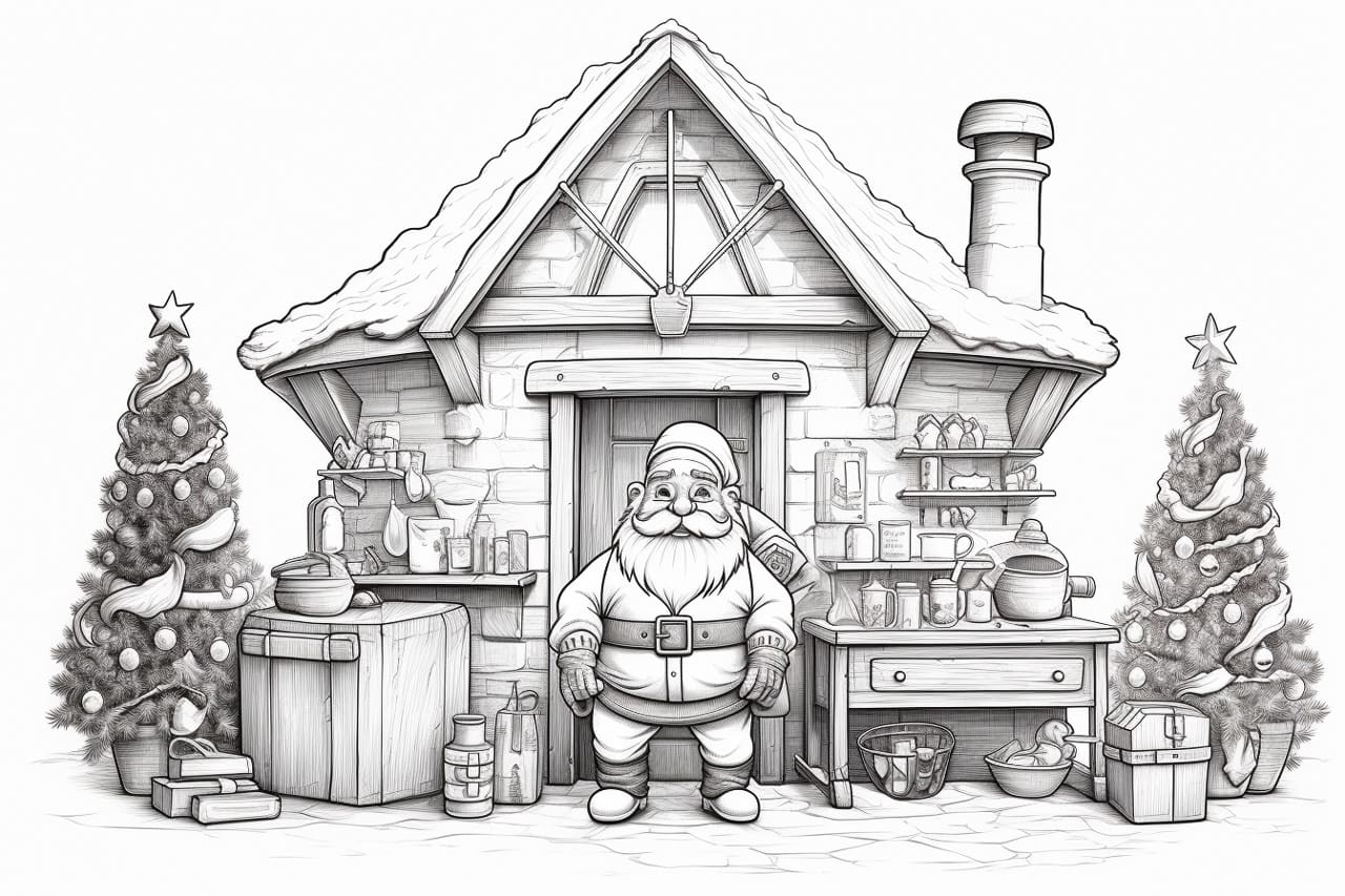 how to draw Santa's Workshop