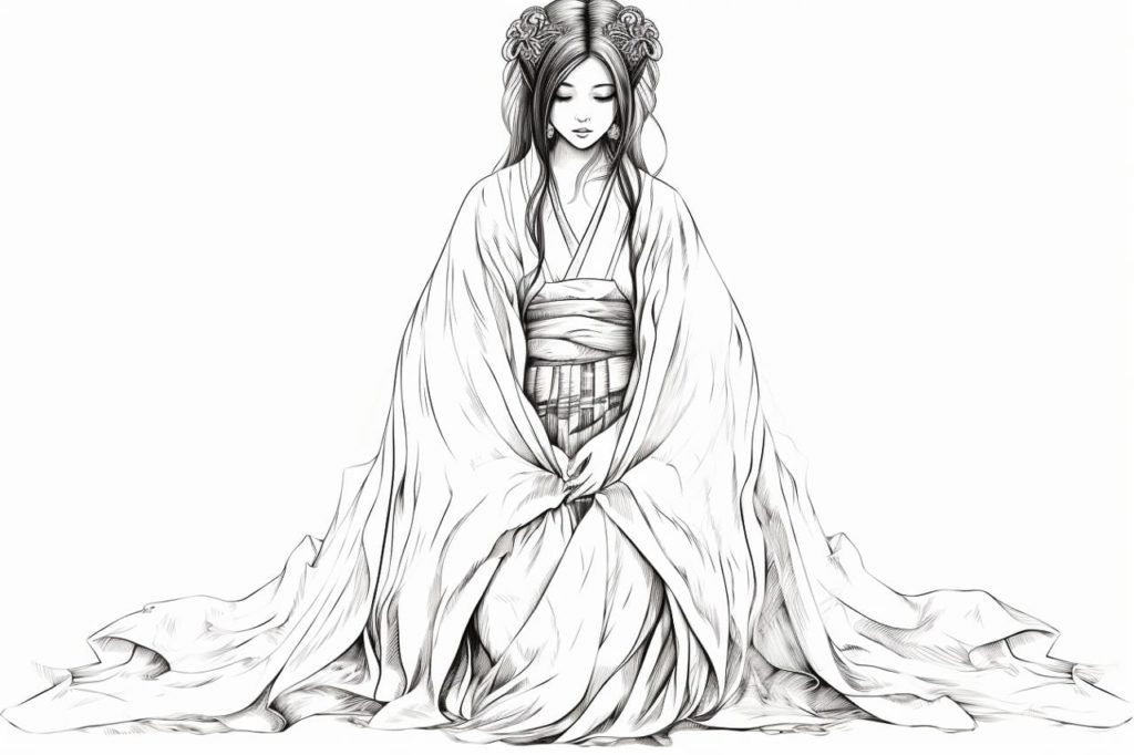 woman in long flowing kimono