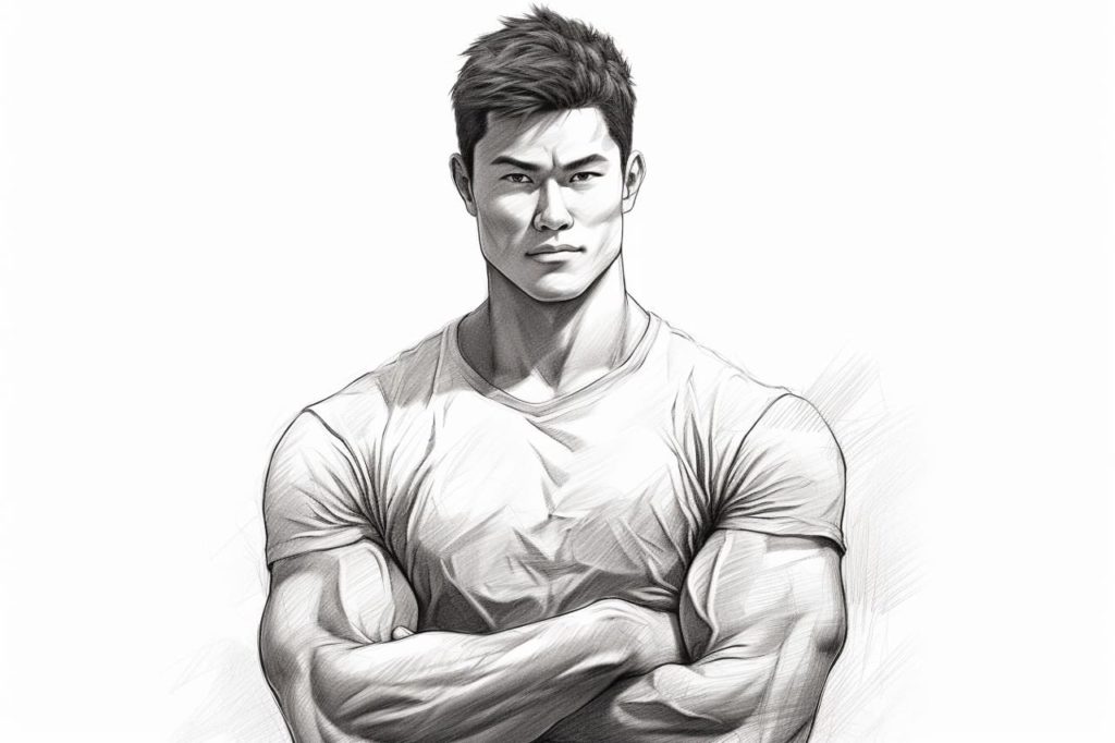 drawing of a muscular man