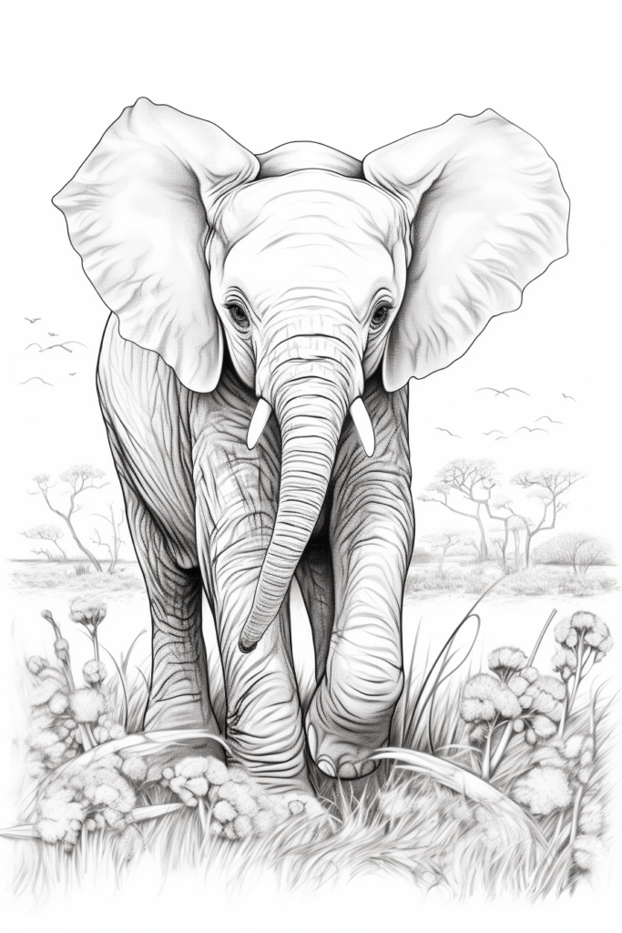 sketch of a baby elephant