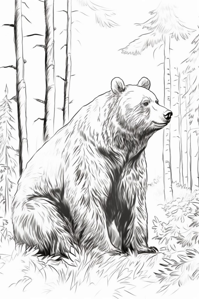 bear sitting down in the woods