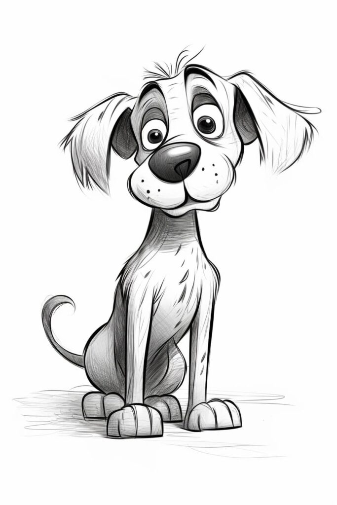 an adorable and cute cartoon dog sketch