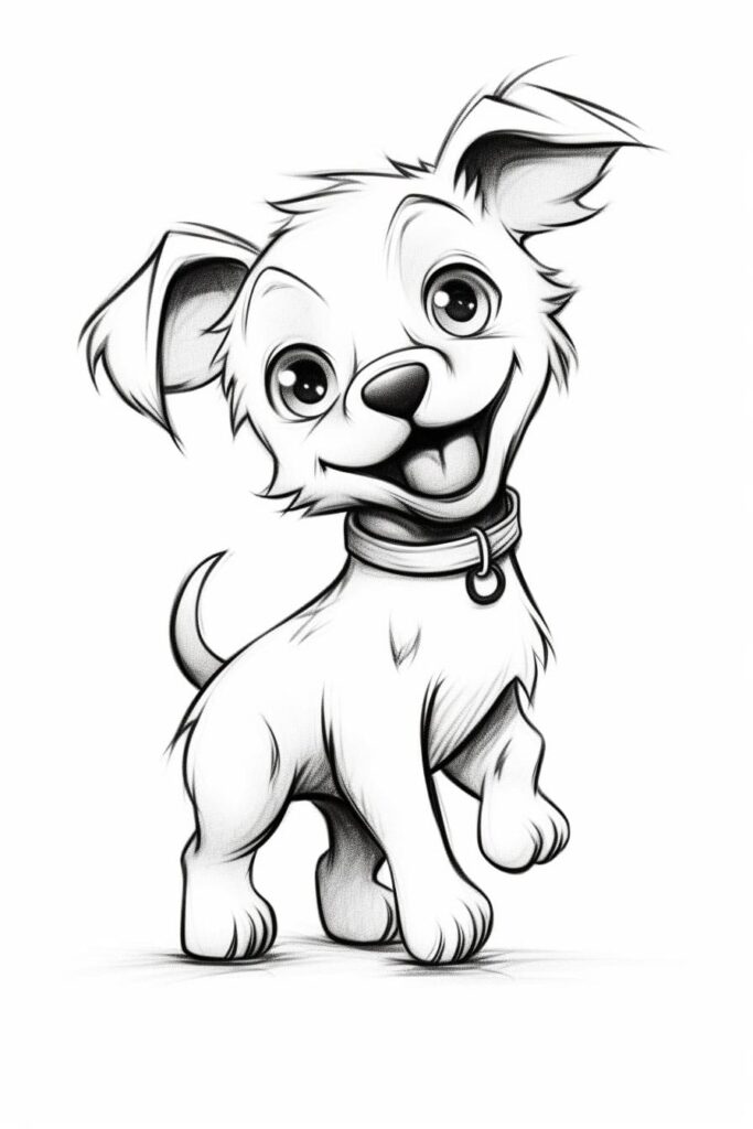 prancing cartoon dog drawing