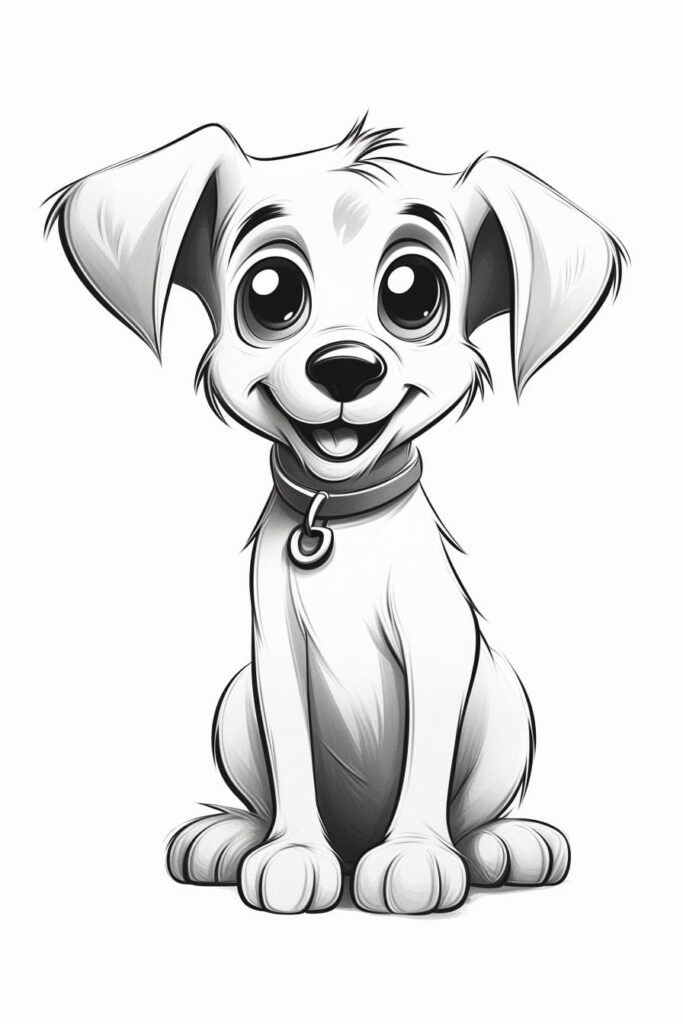 cartoon dog with large, cute eyes