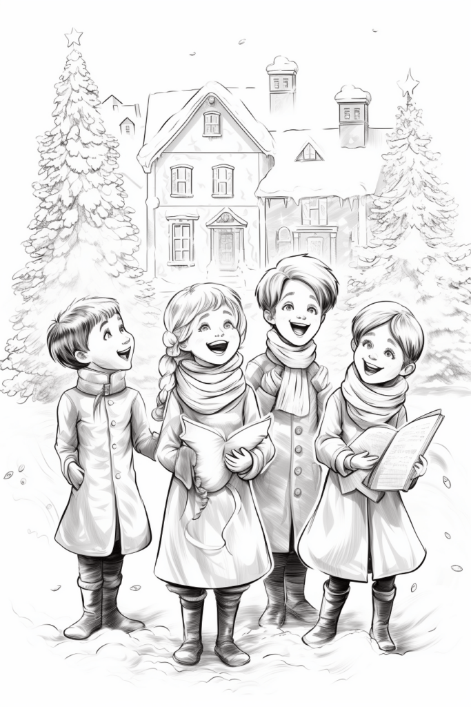 Sketch of christmas carolers