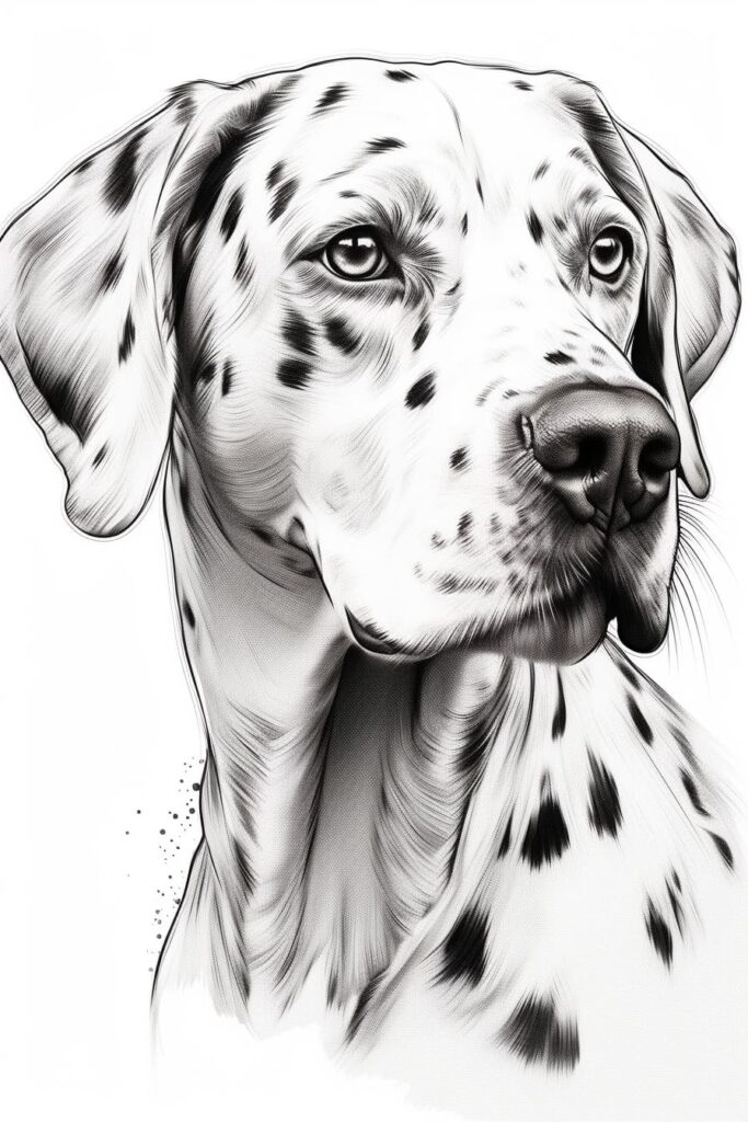 sketch of a dalmatian's head