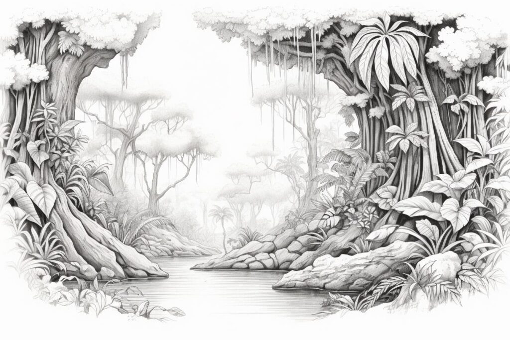 tropical rainforest sketch