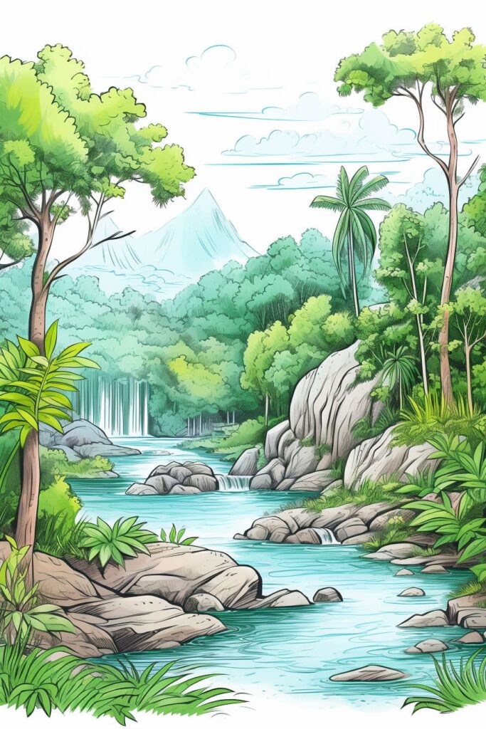 color rainforest drawing