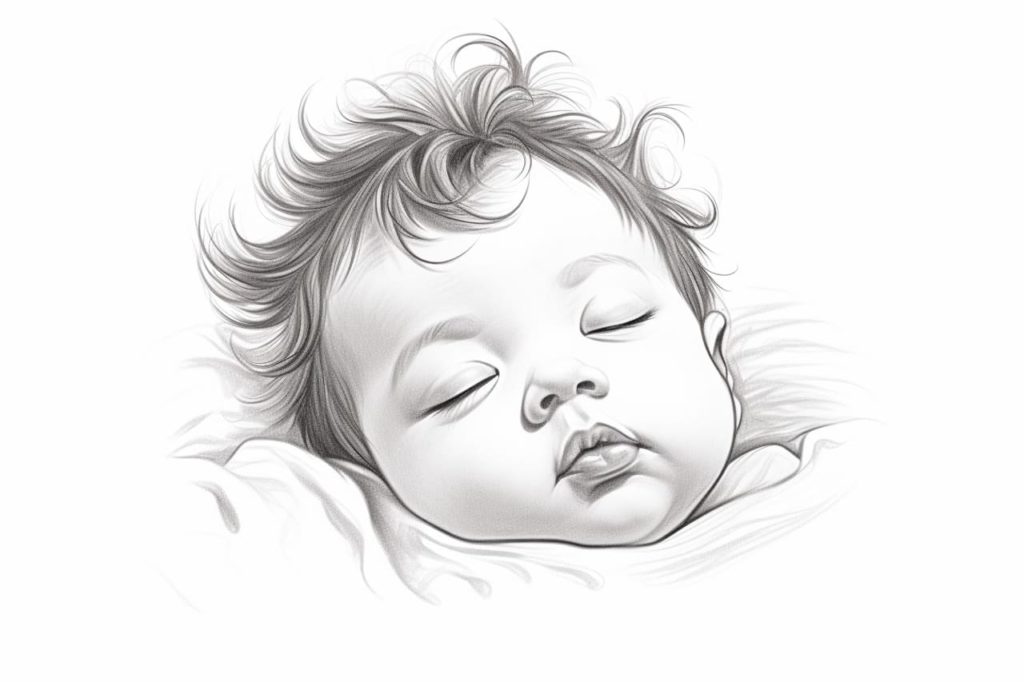 sleeping baby drawing