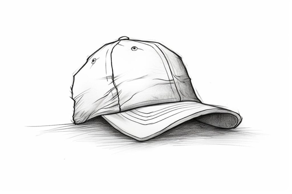 beat up baseball cap drawing