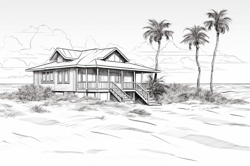 beach house drawing