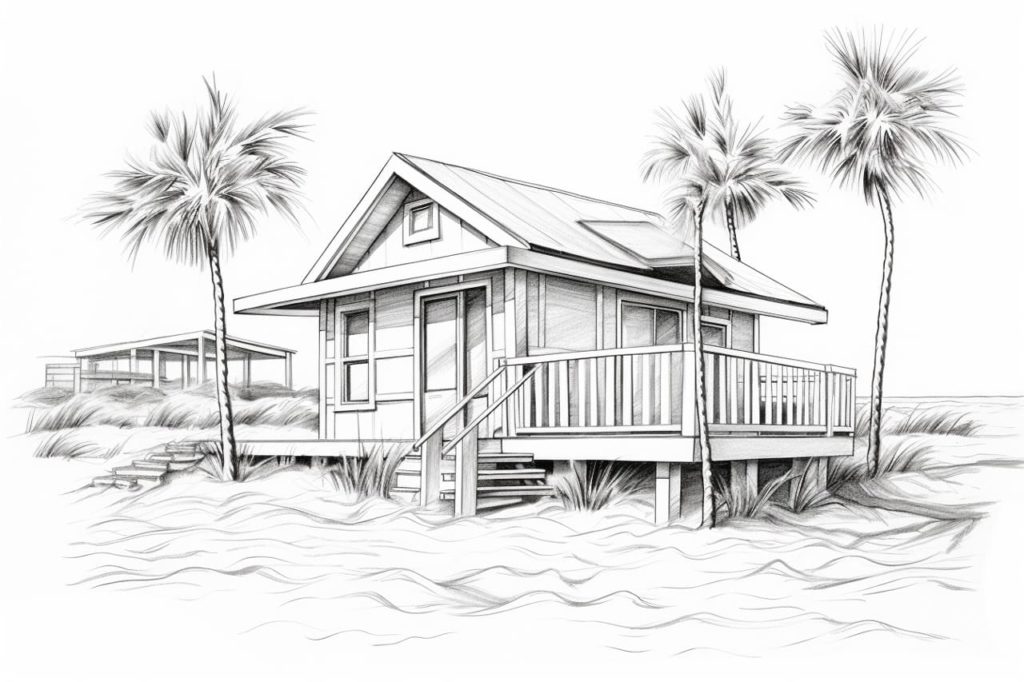 sketch of a beach house