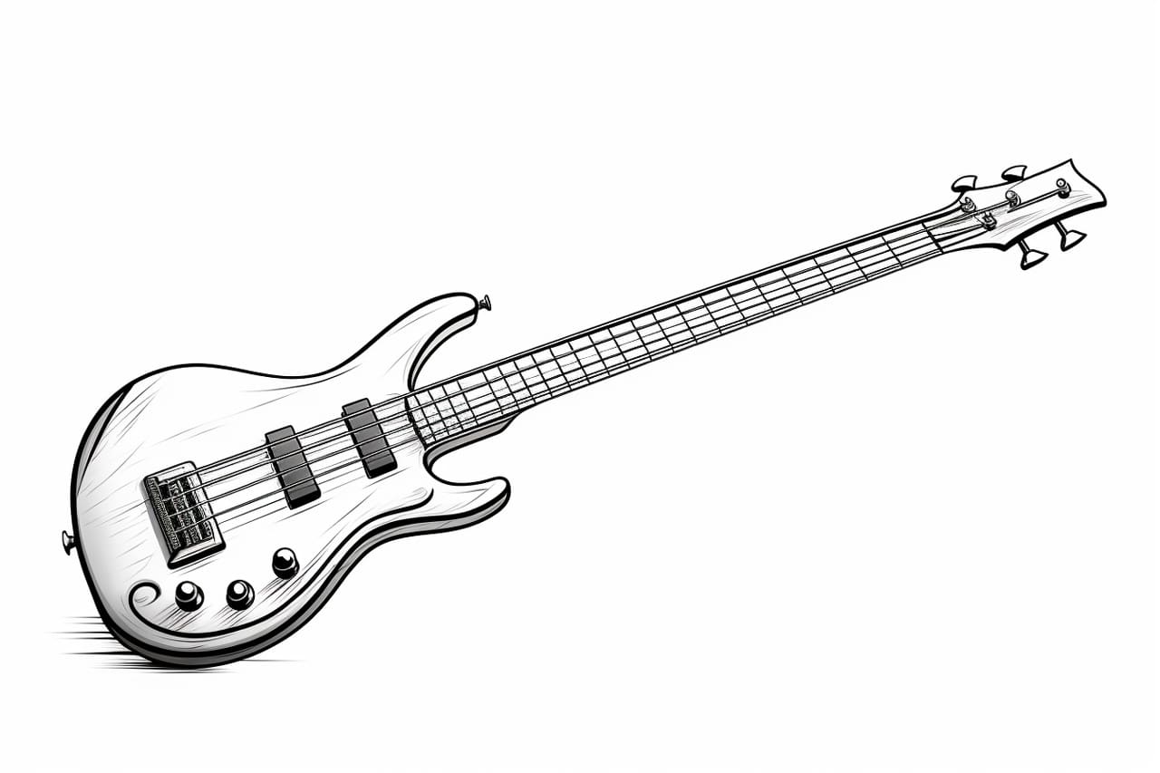 how to draw a bass guitar