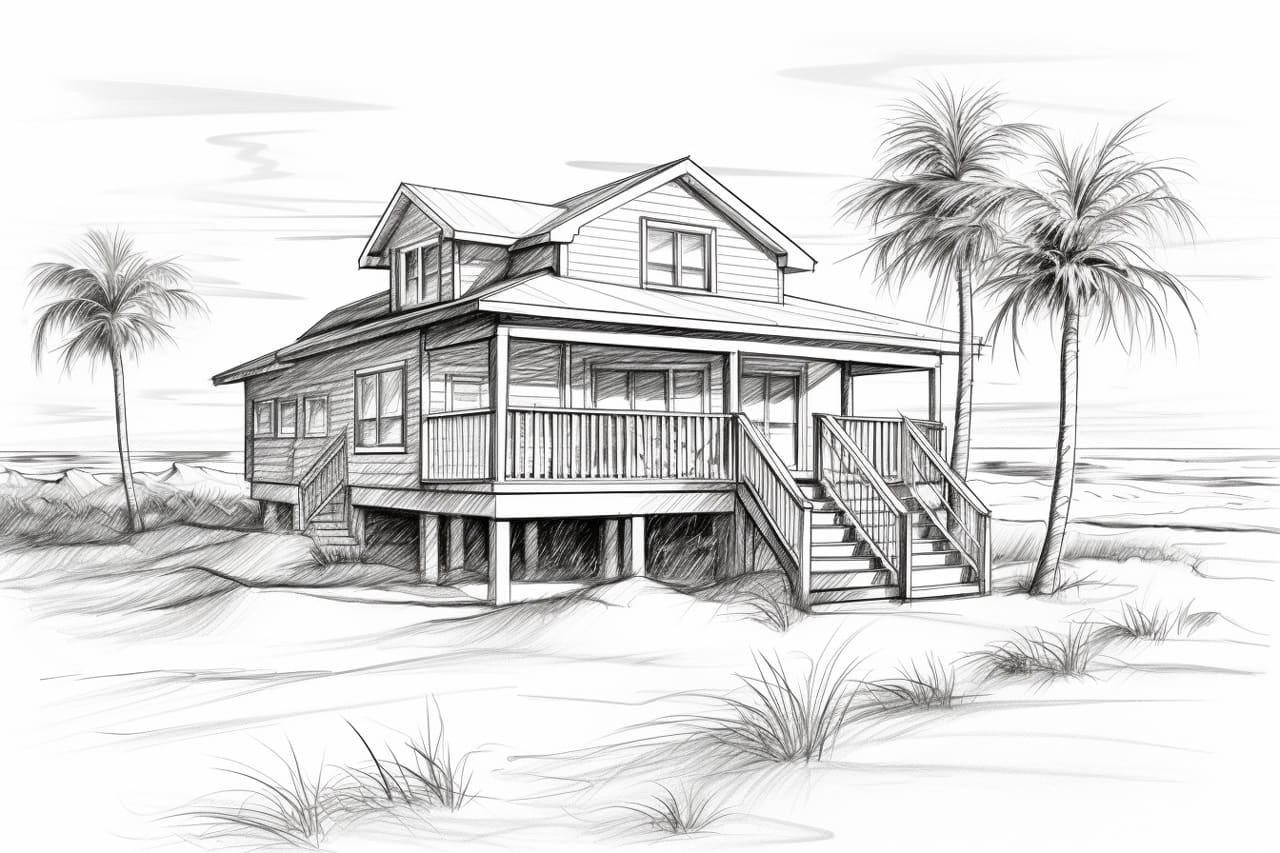 How to Draw a Beach House Yonderoo