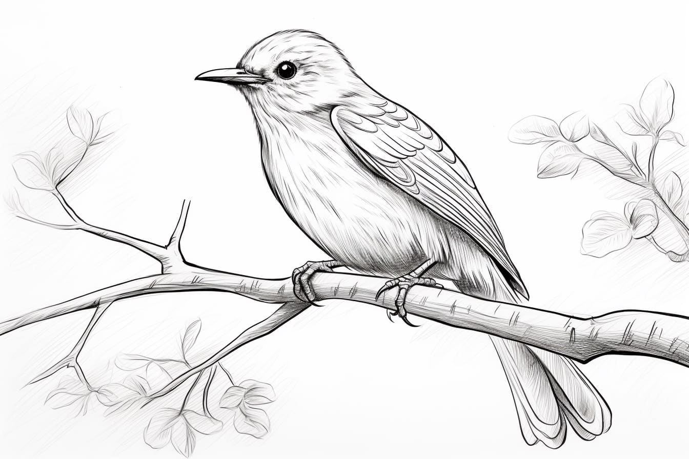 How to Draw a Bird on a Branch