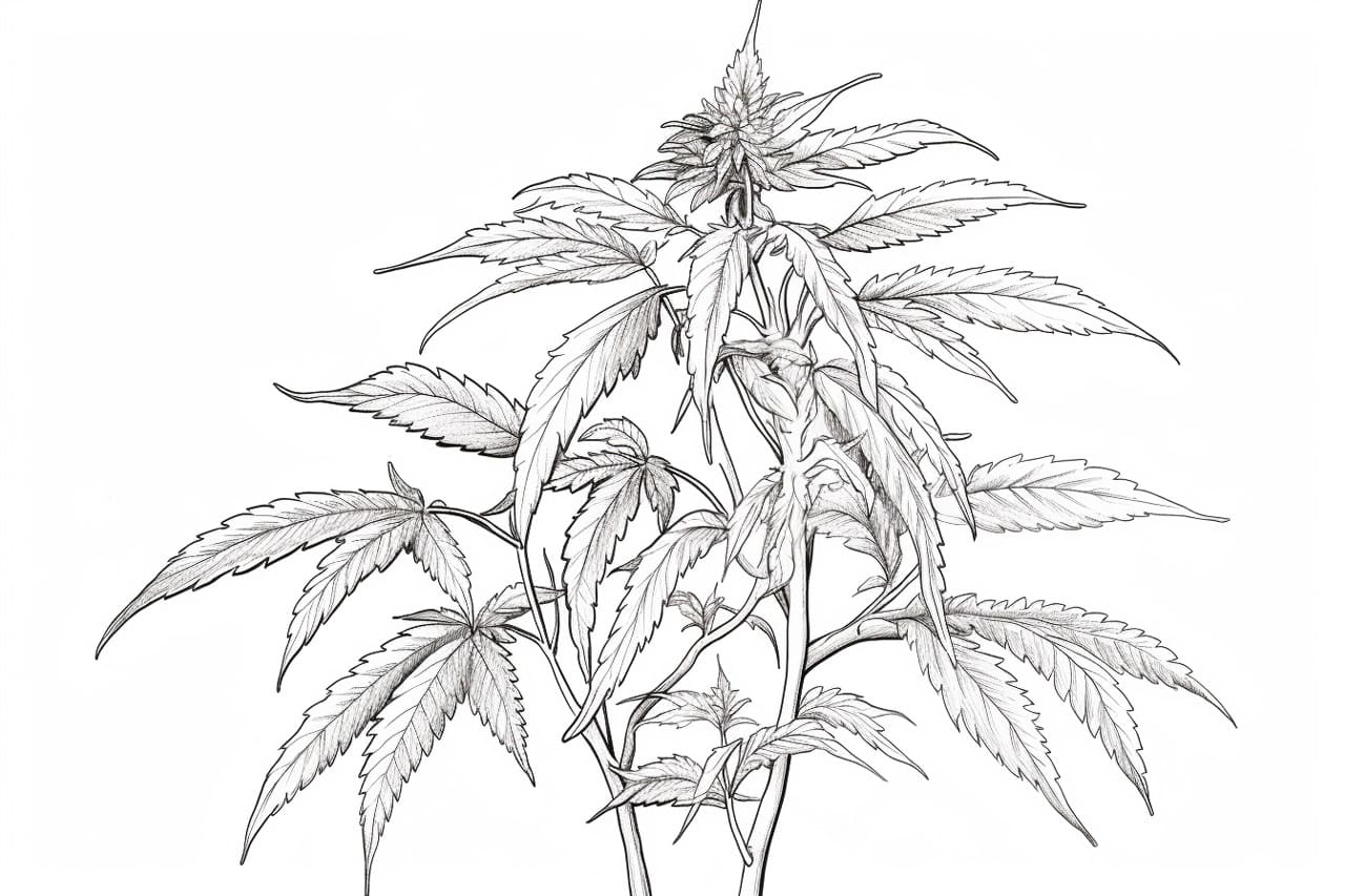 how to draw a cannabis plant
