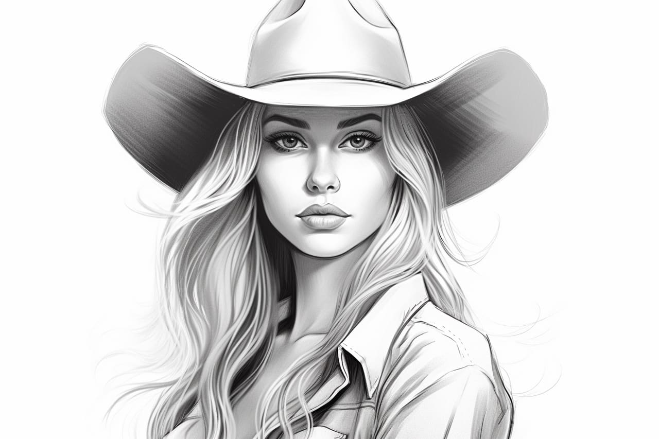 how to draw a cowgirl